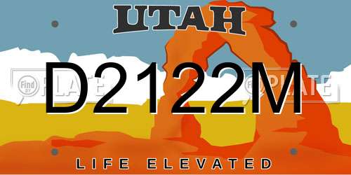 D2122M Utah License Plate