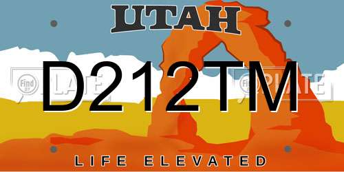 D212TM Utah License Plate
