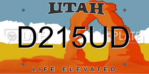 D215UD Utah License Plate