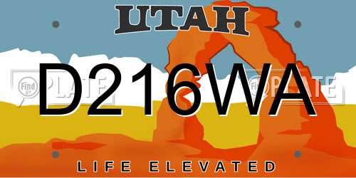D216WA Utah License Plate