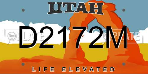 D2172M Utah License Plate