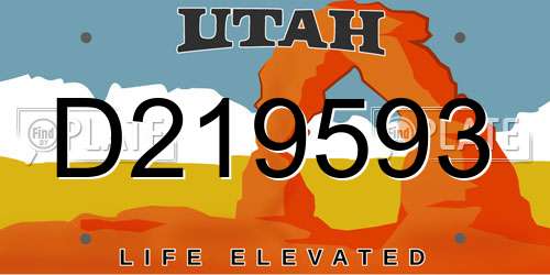 D219593 Utah License Plate