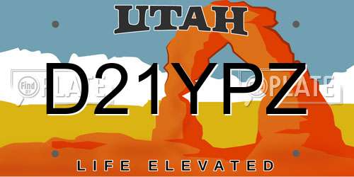 D21YPZ Utah License Plate