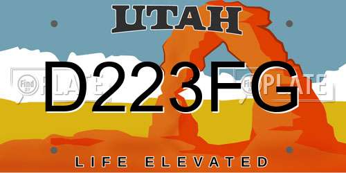 D223FG Utah License Plate