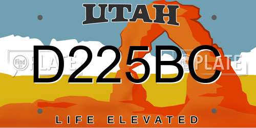 D225BC Utah License Plate