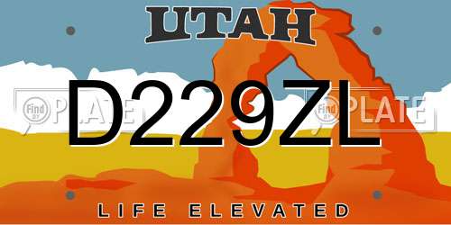 D229ZL Utah License Plate