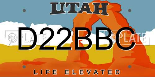 D22BBC Utah License Plate