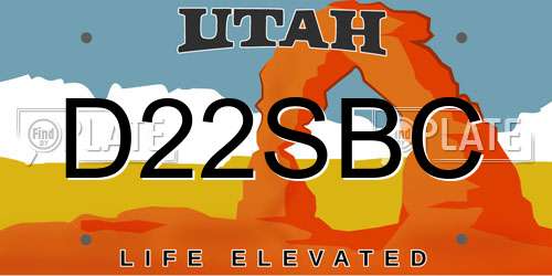 D22SBC Utah License Plate