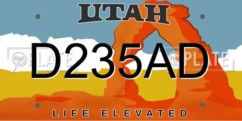 D235AD Utah License Plate