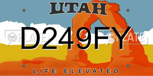 D249FY Utah License Plate