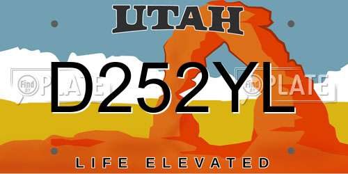 D252YL Utah License Plate