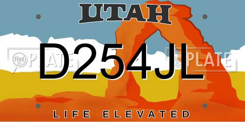 D254JL Utah License Plate