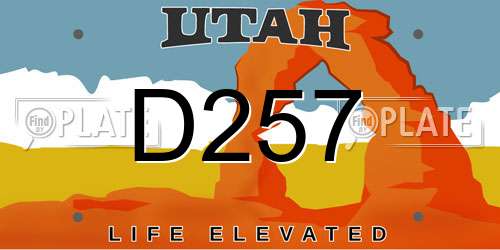 D257 Utah License Plate