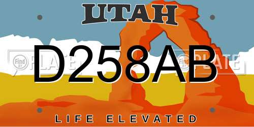 D258AB Utah License Plate