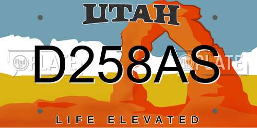 D258AS Utah License Plate