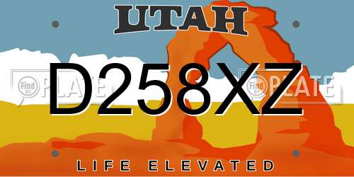 D258XZ Utah License Plate