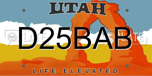 D25BAB Utah License Plate