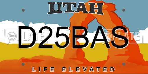 D25BAS Utah License Plate