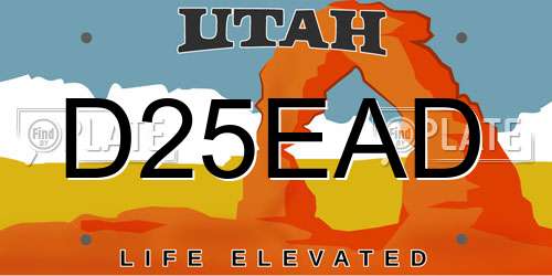 D25EAD Utah License Plate