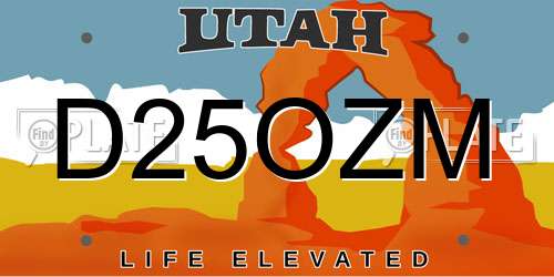 D25OZM Utah License Plate