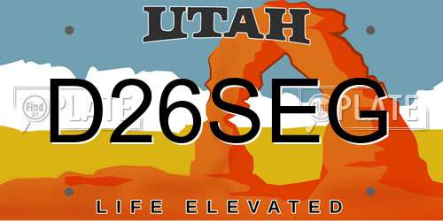 D26SEG Utah License Plate
