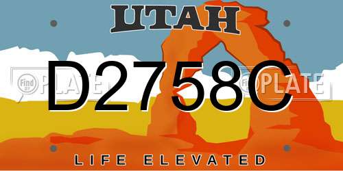 D2758C Utah License Plate
