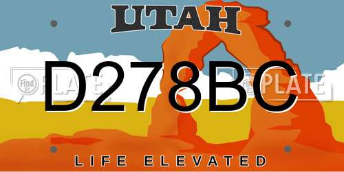 D278BC Utah License Plate