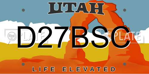 D27BSC Utah License Plate