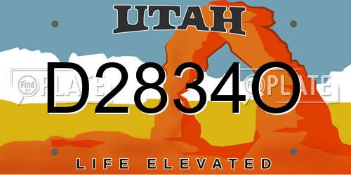 D2834O Utah License Plate