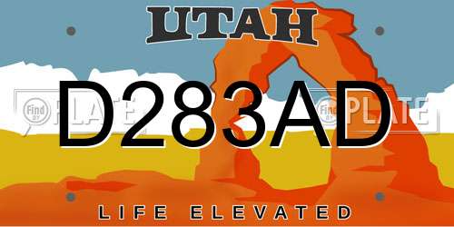 D283AD Utah License Plate