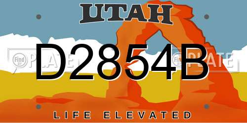 D2854B Utah License Plate