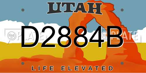 D2884B Utah License Plate