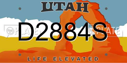 D2884S Utah License Plate