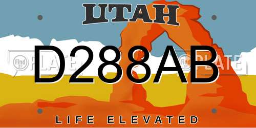 D288AB Utah License Plate