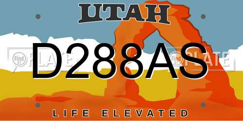 D288AS Utah License Plate