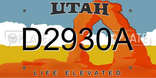D2930A Utah License Plate