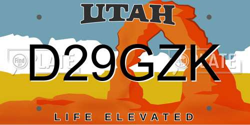 D29GZK Utah License Plate