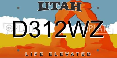 D312WZ Utah License Plate