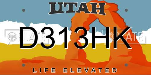 D313HK Utah License Plate