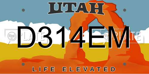 D314EM Utah License Plate