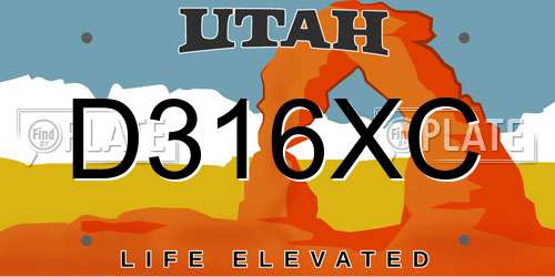 D316XC Utah License Plate