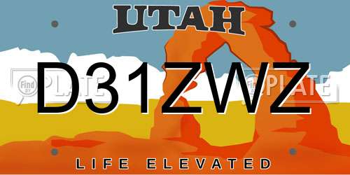 D31ZWZ Utah License Plate