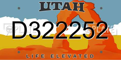 D322252 Utah License Plate