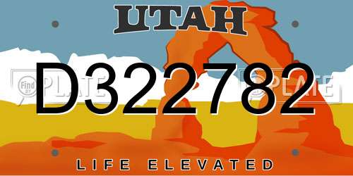 D322782 Utah License Plate