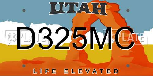 D325MC Utah License Plate