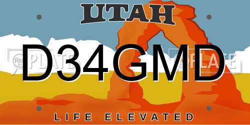D34GMD Utah License Plate