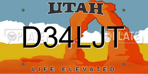 D34LJT Utah License Plate