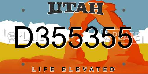 D355355 Utah License Plate