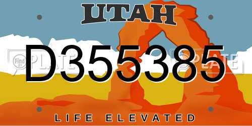 D355385 Utah License Plate