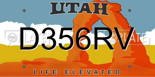 D356RV Utah License Plate